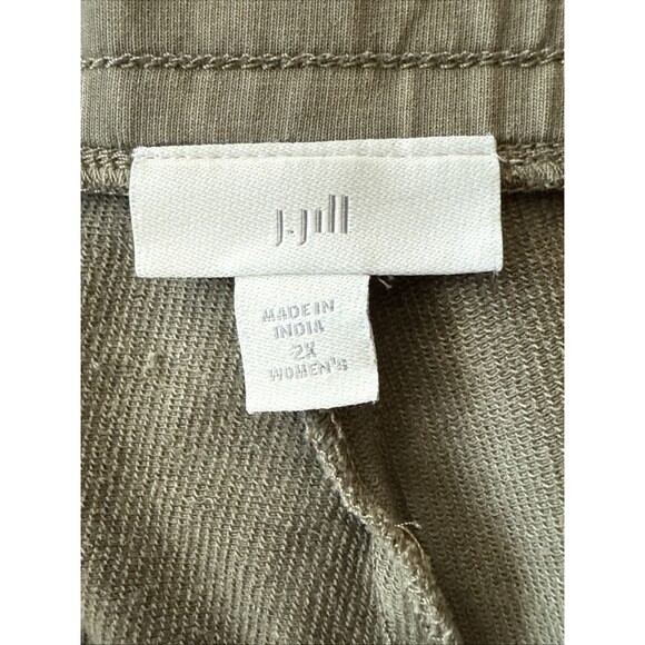 J JIll Olive Full Length Pull On Pants with Embroidered Detail Panel Size 2X - Picture 7 of 10